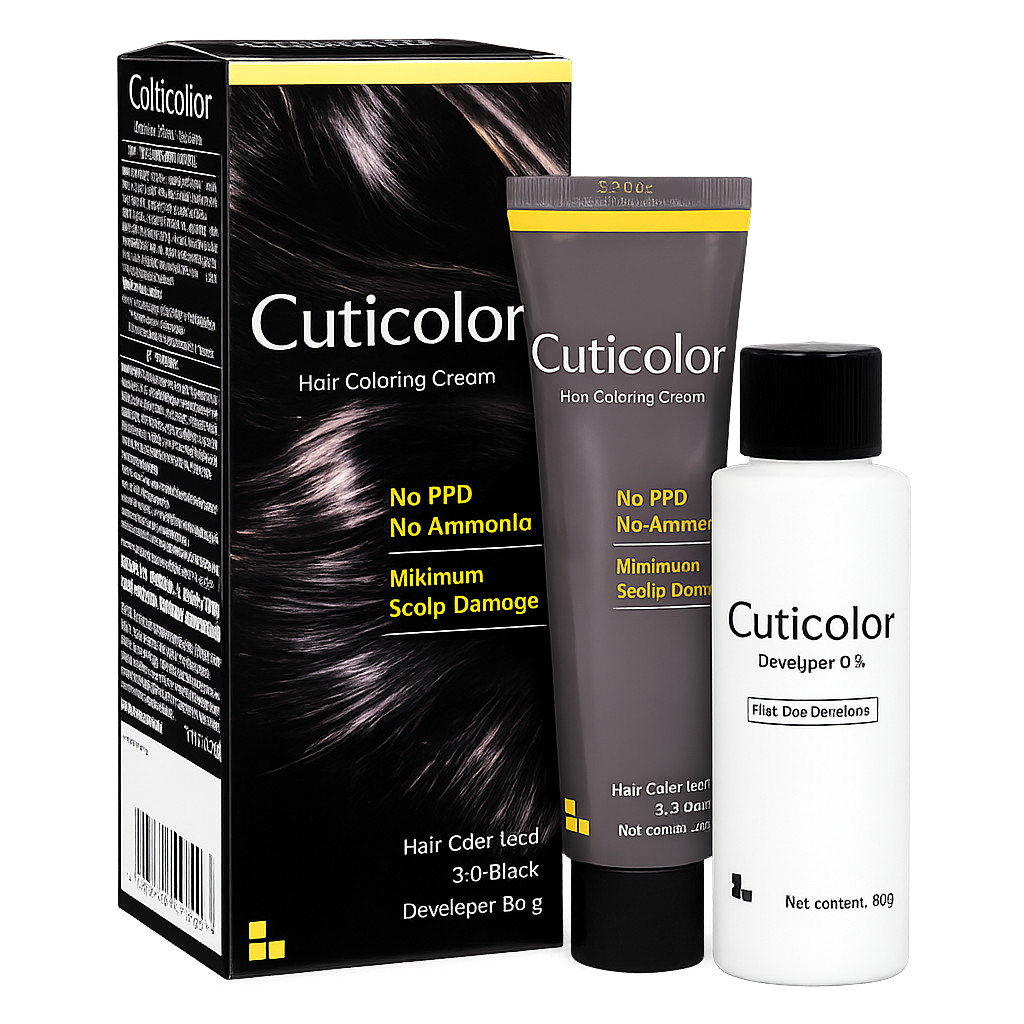 Cuticolor Hair Coloring Cream Black 2.0, 120gm